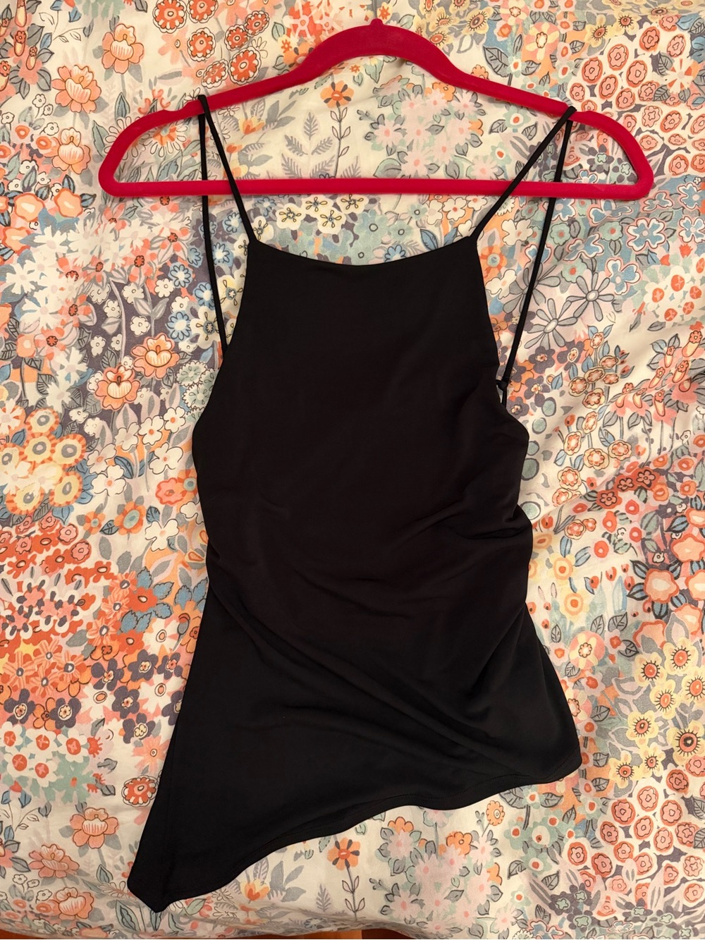 Urban Outfitters Black Asymmetric Spaghetti-Strap Tank